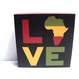 LOVE Black Heritage Home Decor Tabletop Square Box Frame 7" x 7" Juneteenth Wood